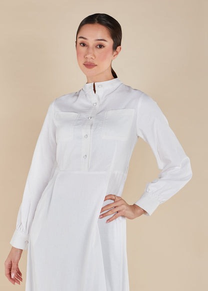 Linen Mandarin Neck Maxi