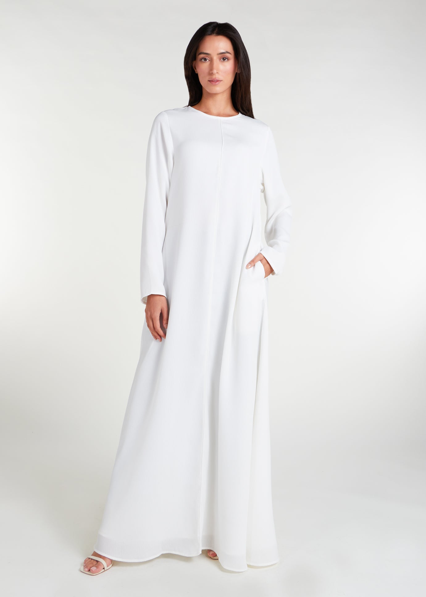 Long Line Abaya White