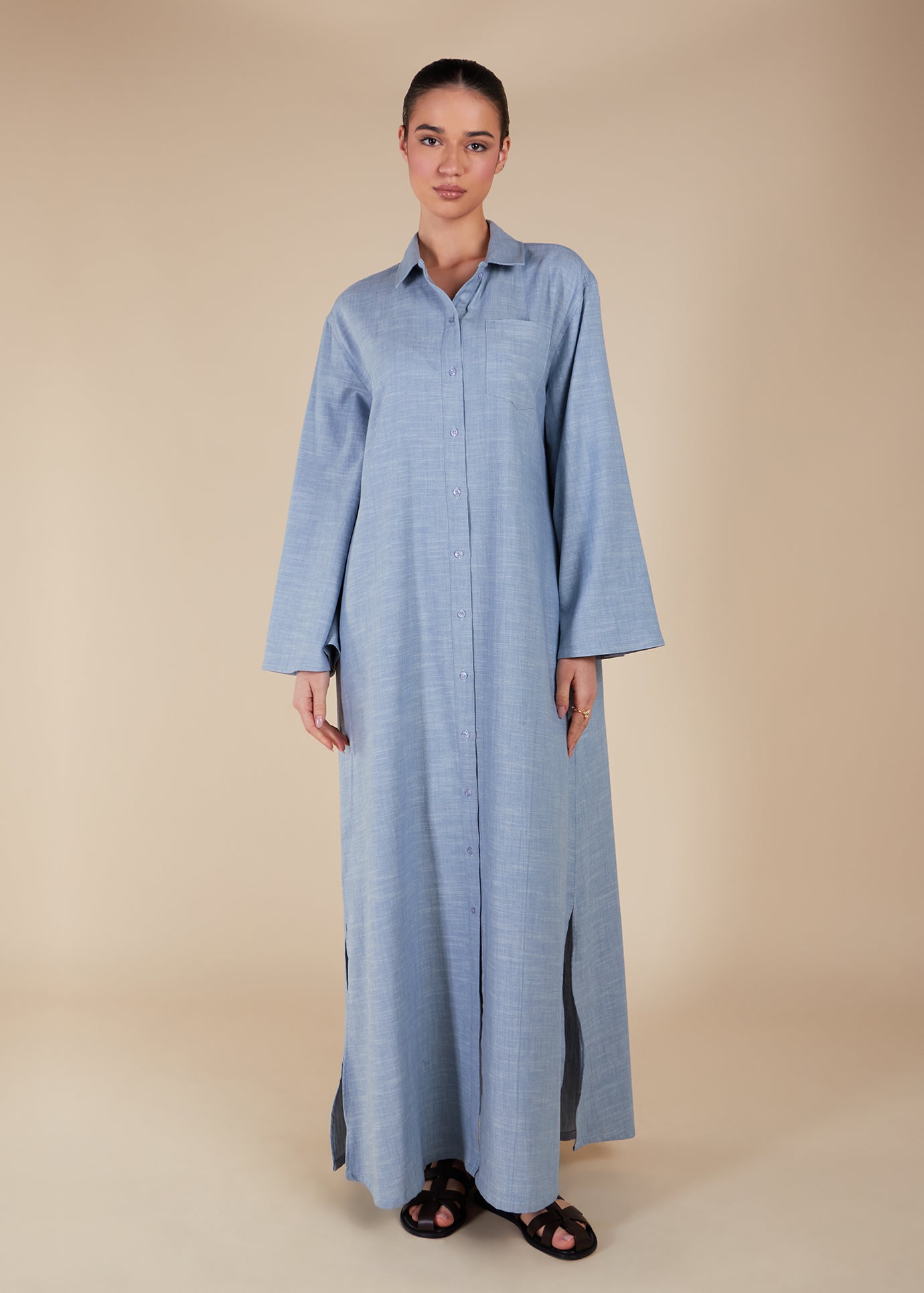 Loose Fit Cotton Maxi Blue