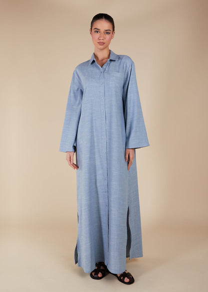 Loose Fit Cotton Maxi Blue