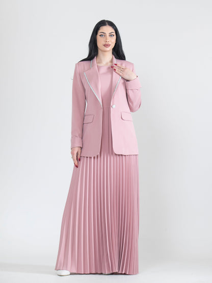 Dress with a modern blazer and pleated ruffles