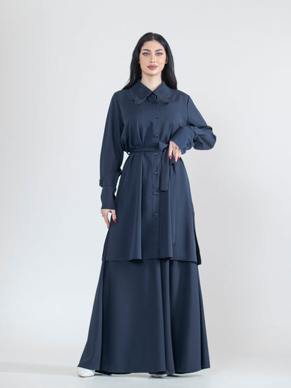 Two-piece set with modern embroidery