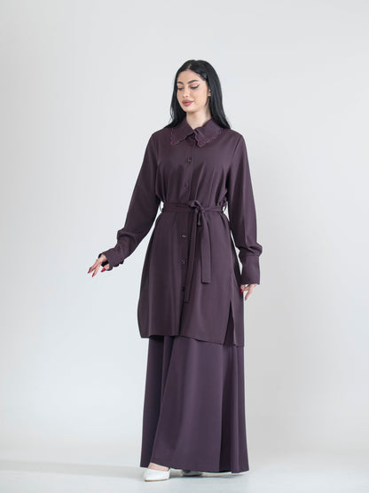 Two-piece set with modern embroidery
