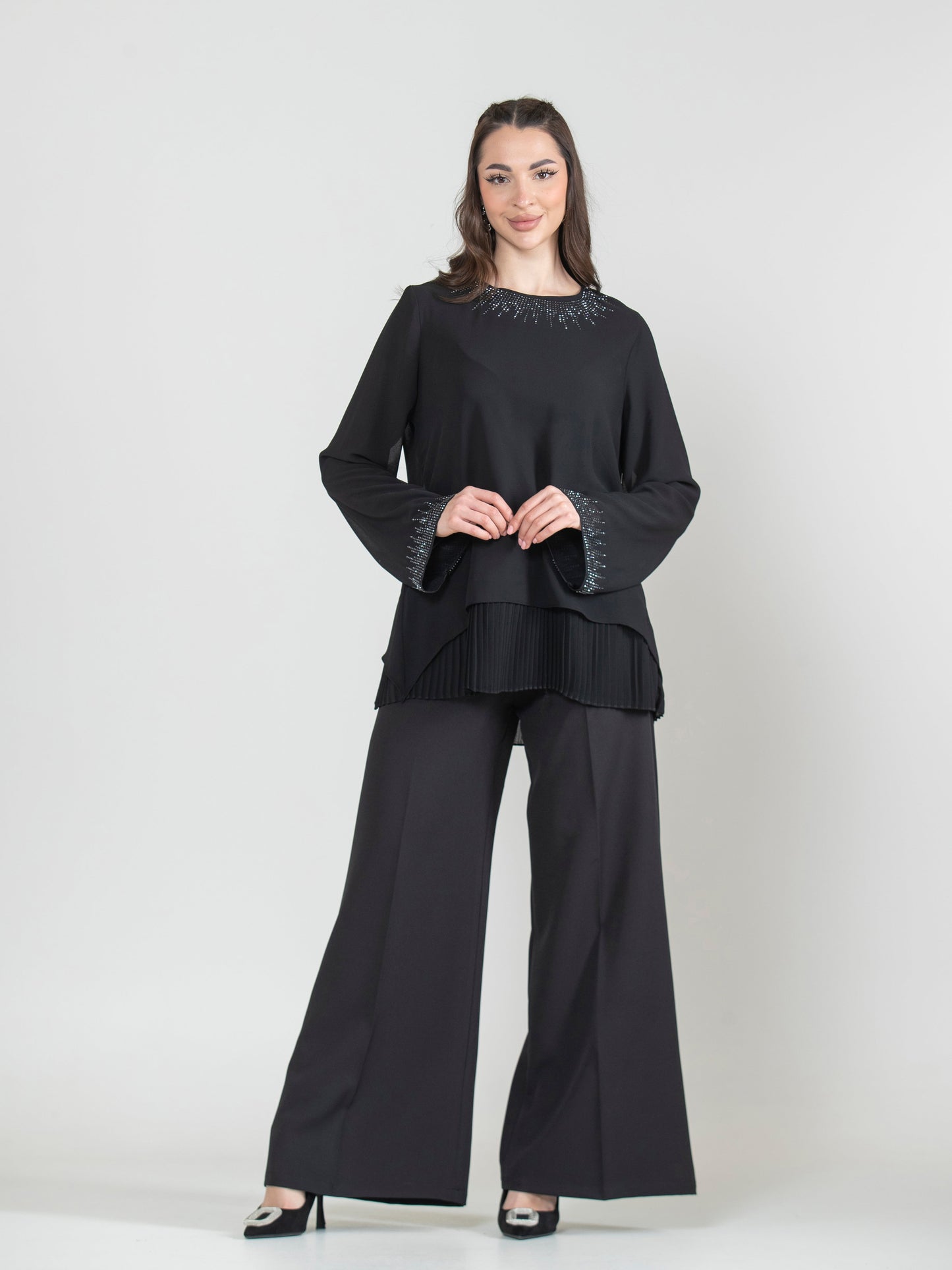 Pleated Strass Blouse