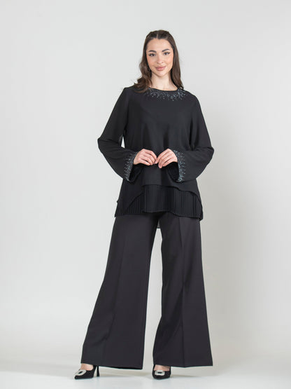 Pleated Strass Blouse