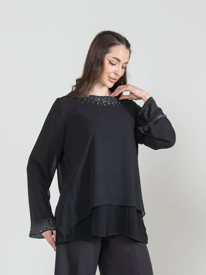 Pleated Strass Blouse