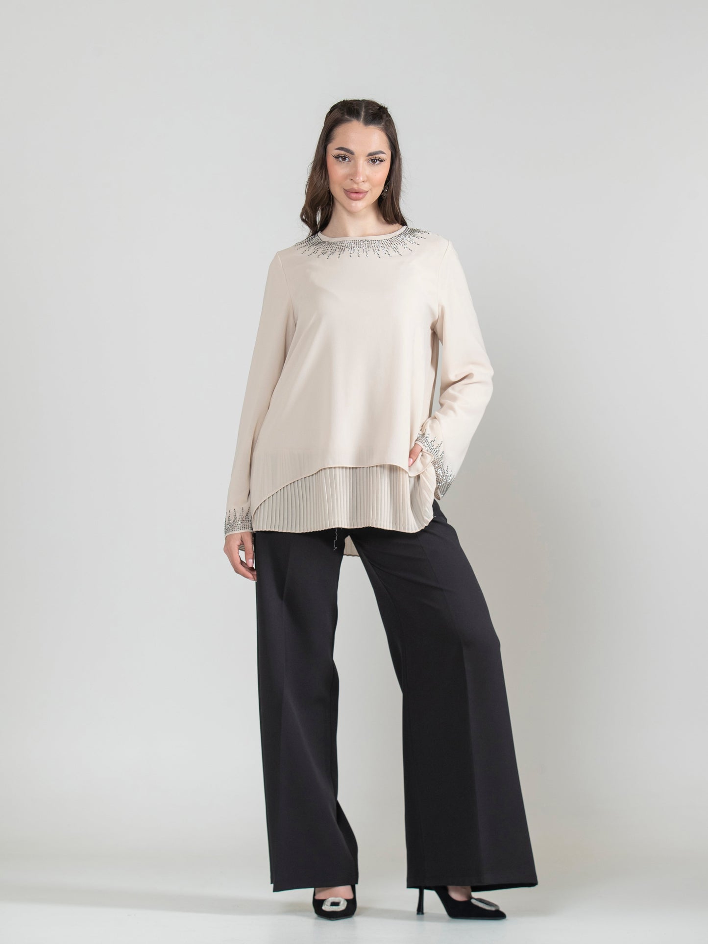 Pleated Strass Blouse