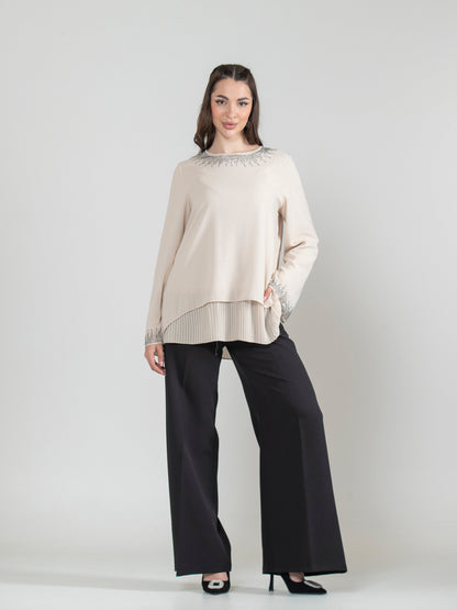Pleated Strass Blouse