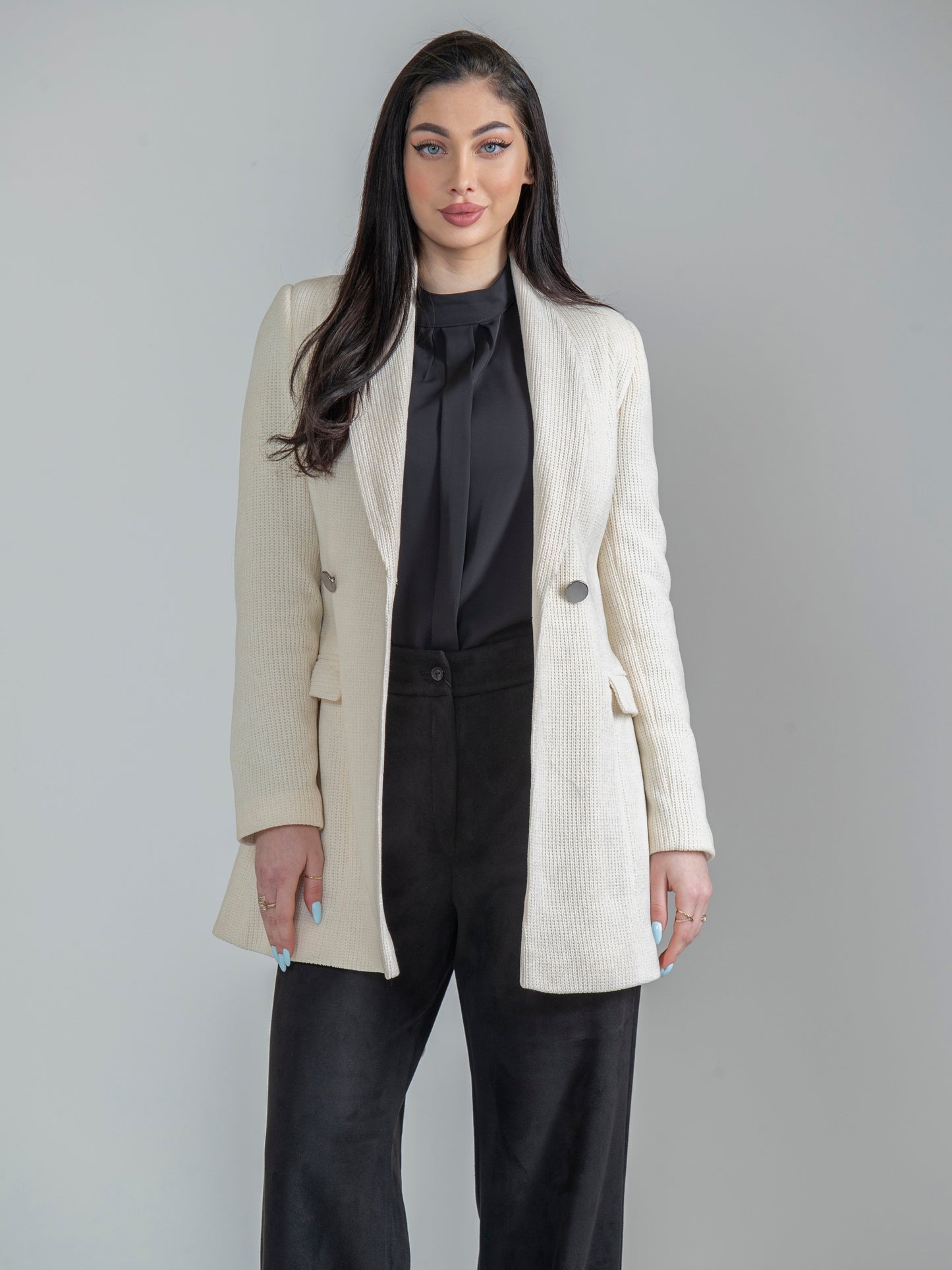 A distinctive jacket with a blouse