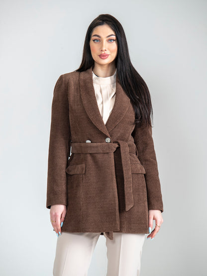 A distinctive jacket with a blouse