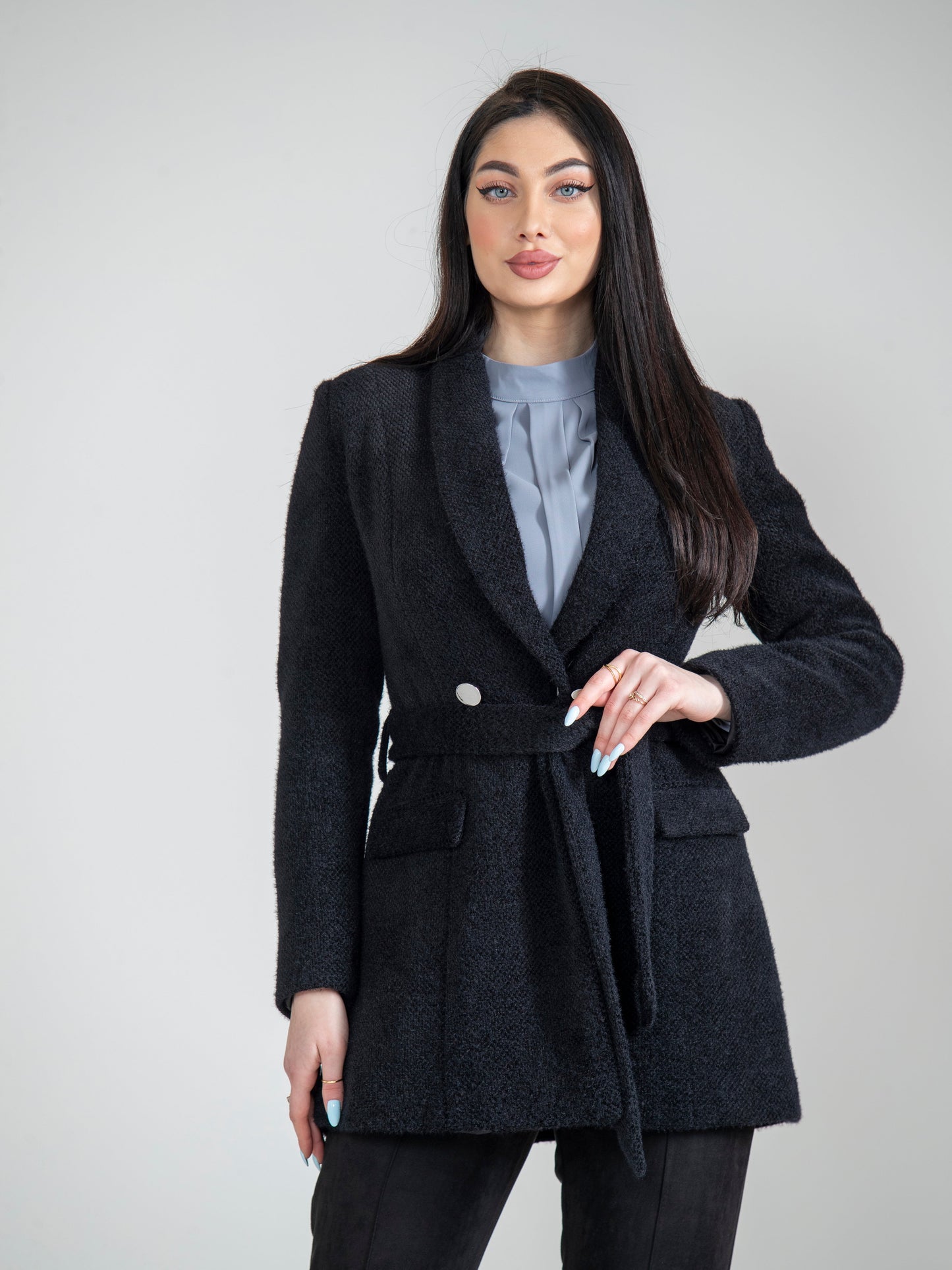 A distinctive jacket with a blouse