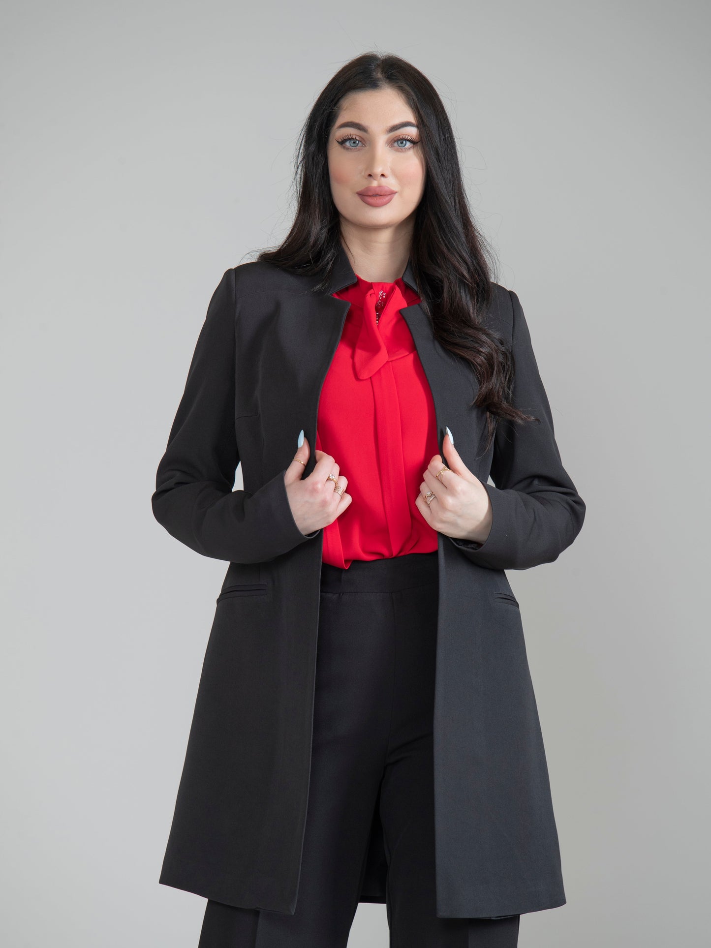 formal jacket with a women's shirt