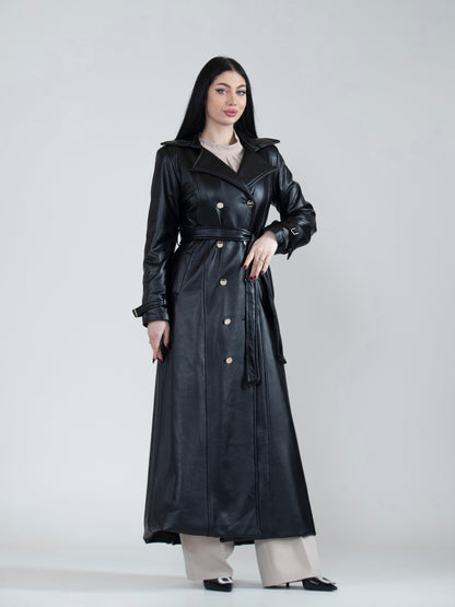 Women's long leather jacket