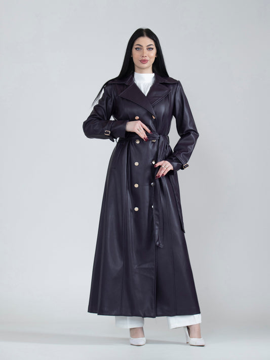 Women's long leather jacket