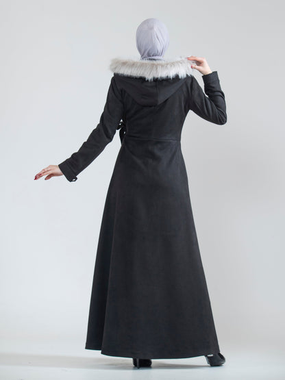 Embroidered women's jilbab and fur hat