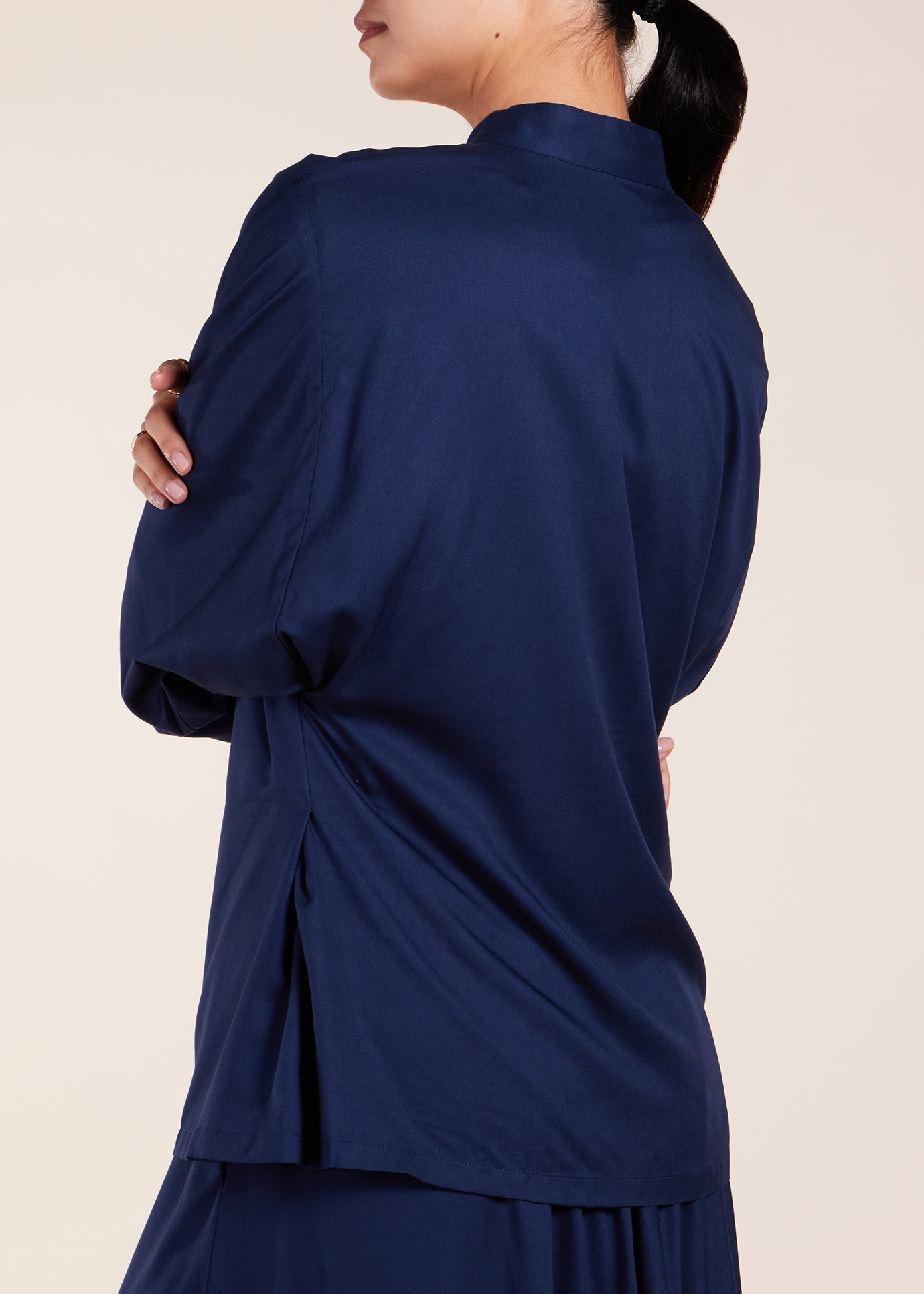 Mandarin Collar Top Navy