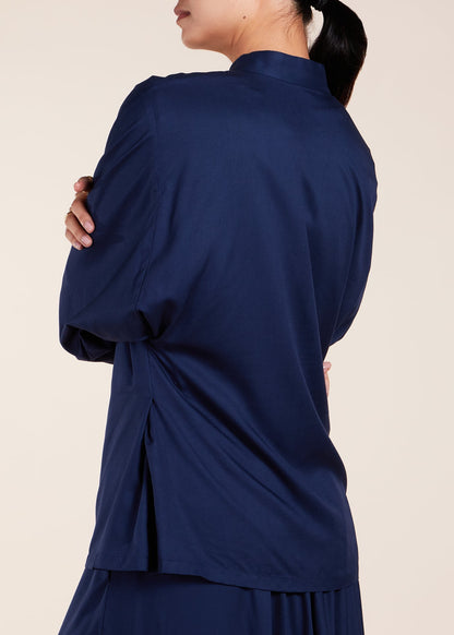 Mandarin Collar Top Navy