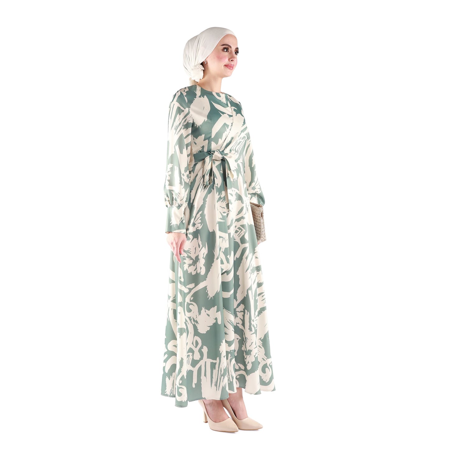 Belted Flared Long Elegant Maxi Dress