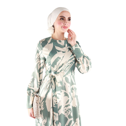 Belted Flared Long Elegant Maxi Dress