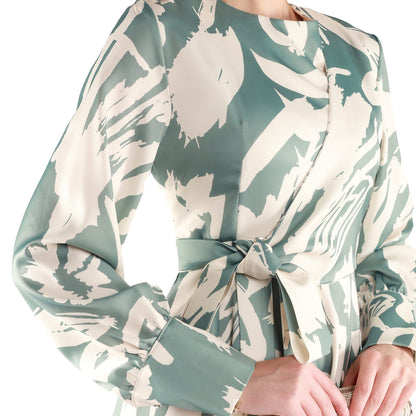 Belted Flared Long Elegant Maxi Dress