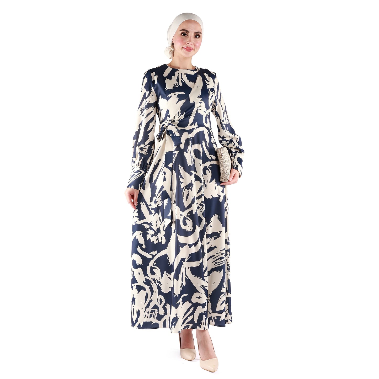 Belted Flared Long Elegant Maxi Dress