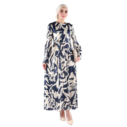 Belted Flared Long Elegant Maxi Dress