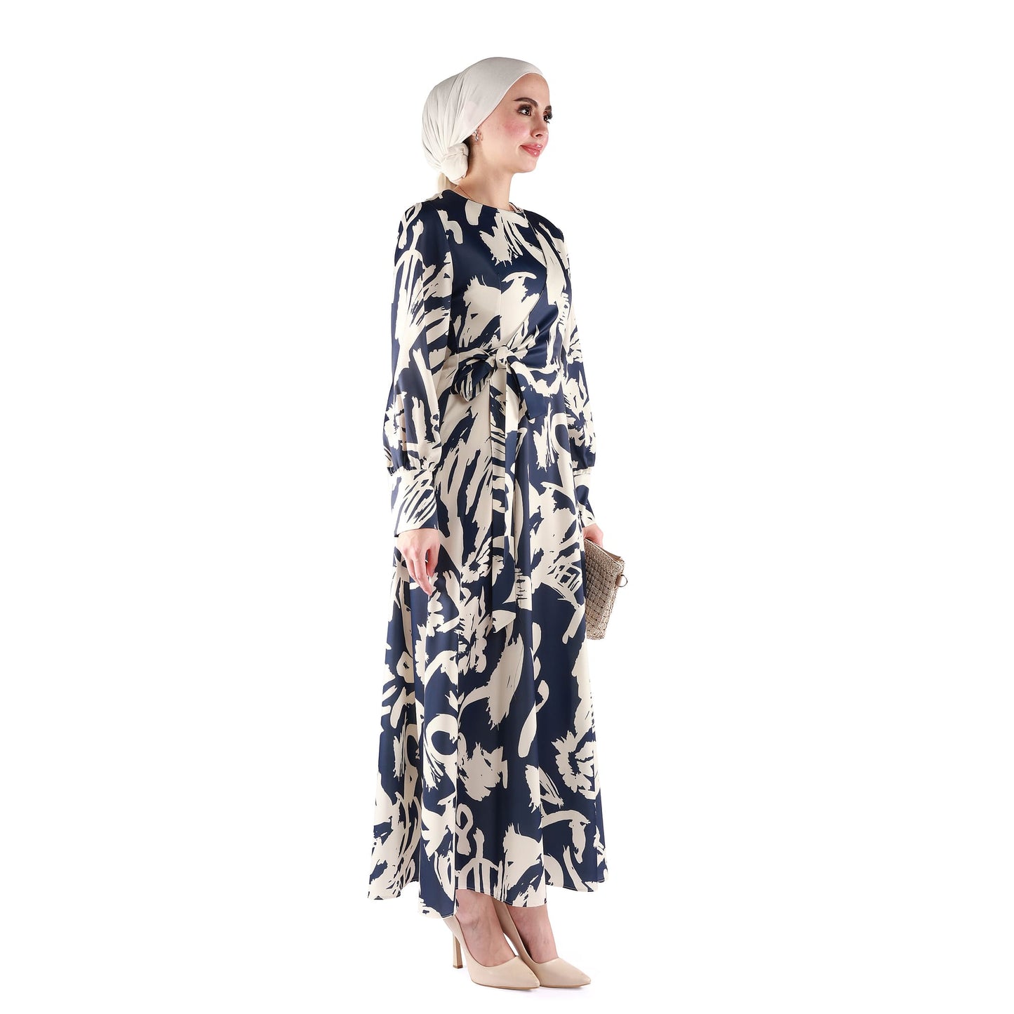 Belted Flared Long Elegant Maxi Dress