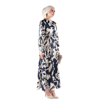 Belted Flared Long Elegant Maxi Dress