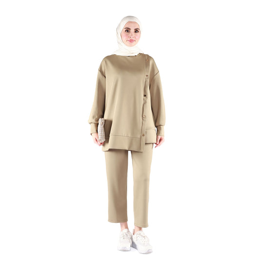 Button-Detailed Judge Collar Trouser Suit