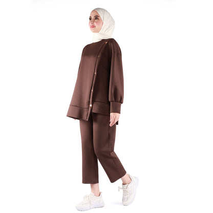 Button-Detailed Judge Collar Trouser Suit
