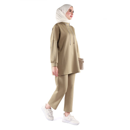 Low Collar Judge Collar Trouser Suit