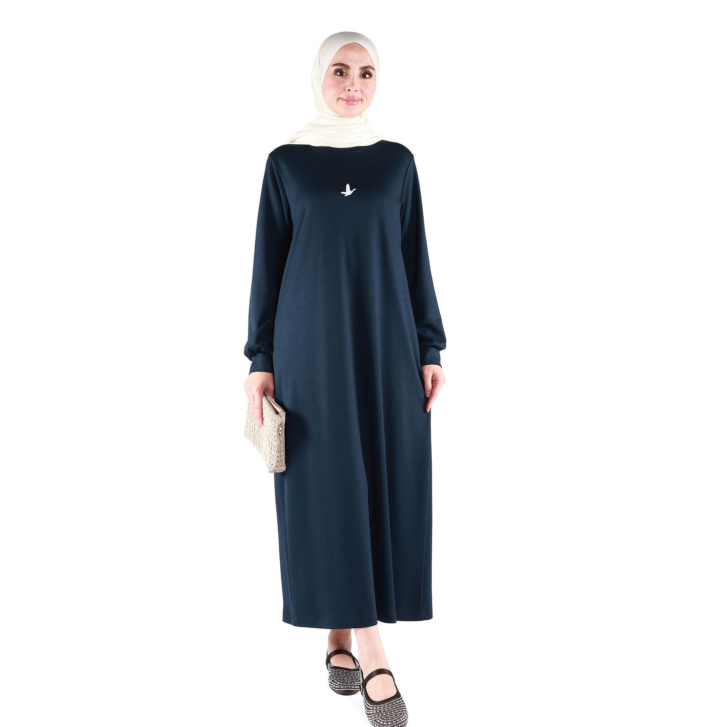 Embossed Print Loose Fit Dress