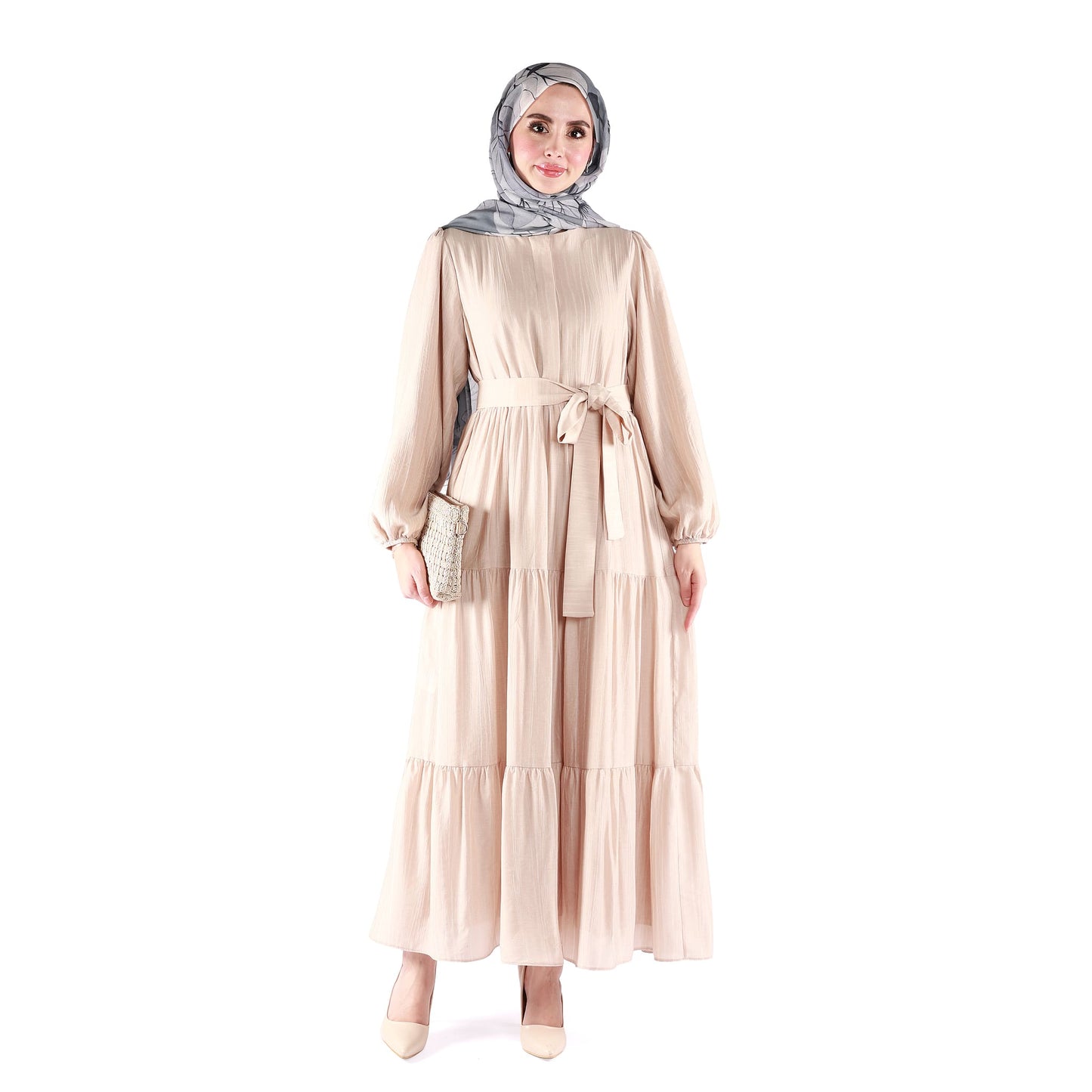 Lined Belted Pleated Dress