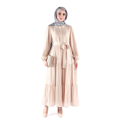 Lined Belted Pleated Dress