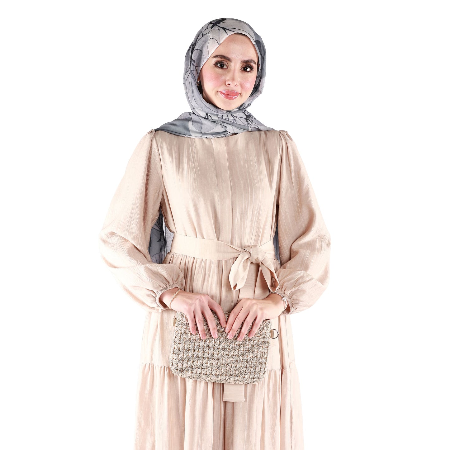 Lined Belted Pleated Dress