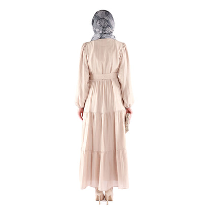 Lined Belted Pleated Dress
