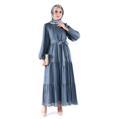 Lined Belted Pleated Dress