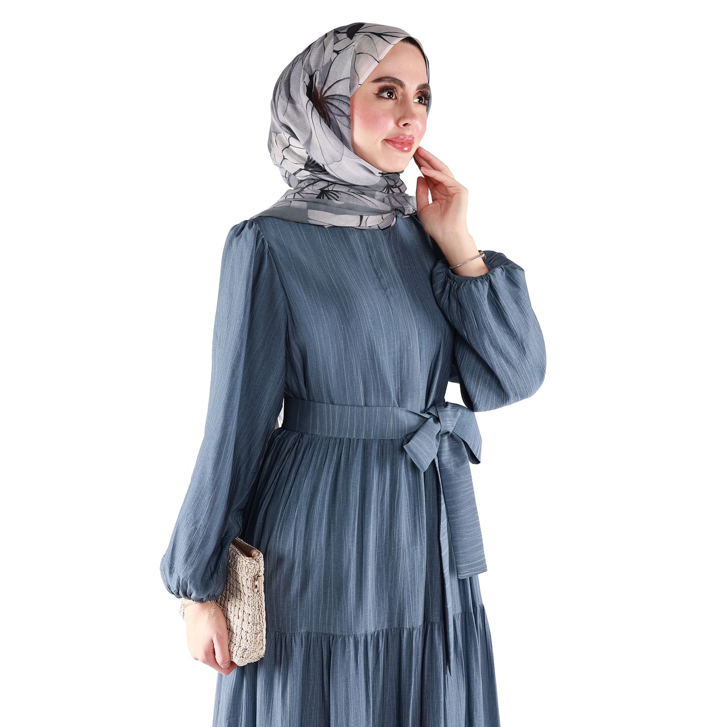 Lined Belted Pleated Dress
