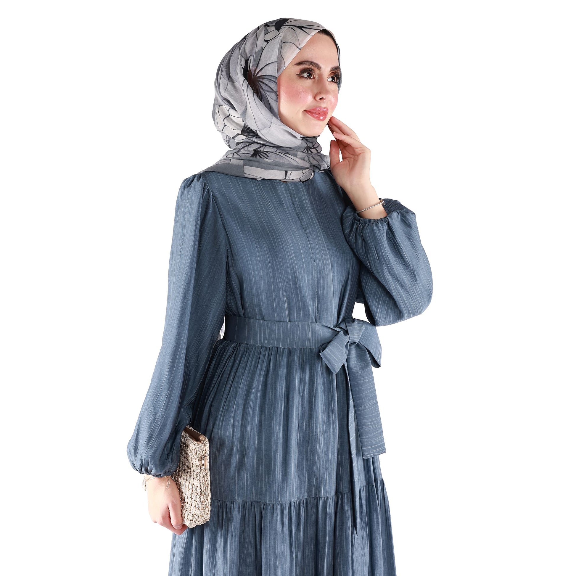 Lined Belted Pleated Dress