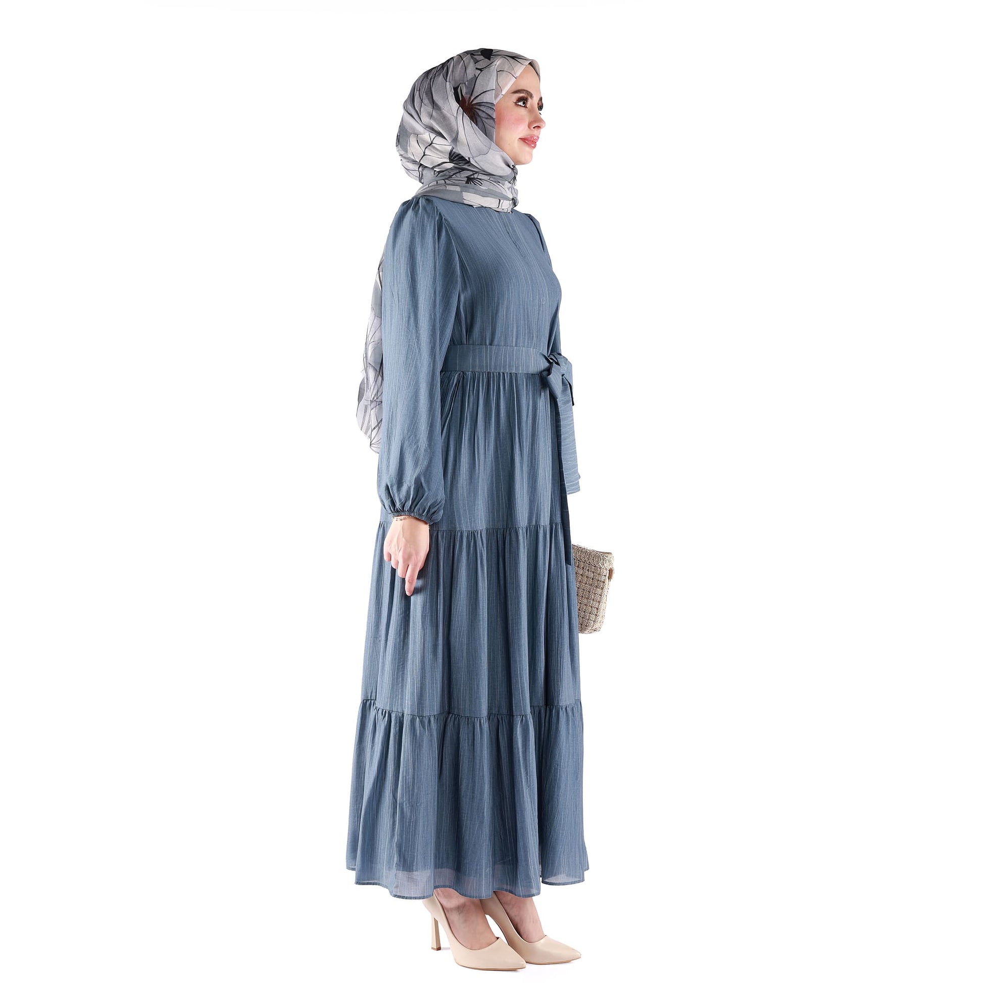 Lined Belted Pleated Dress