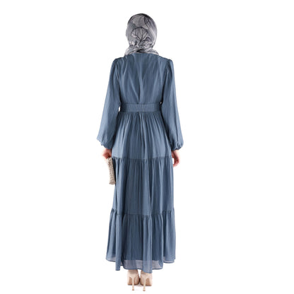 Lined Belted Pleated Dress