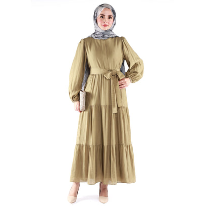 Lined Belted Pleated Dress