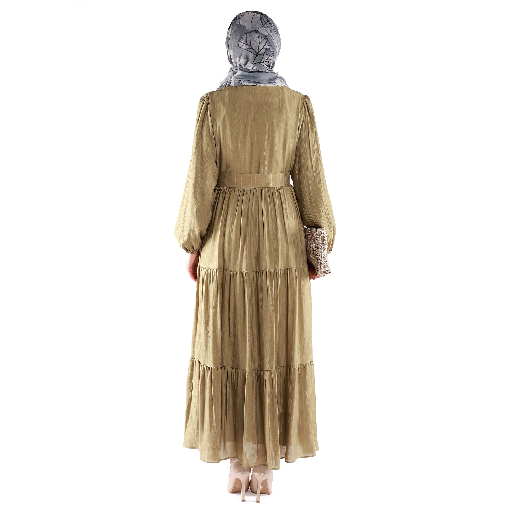 Lined Belted Pleated Dress