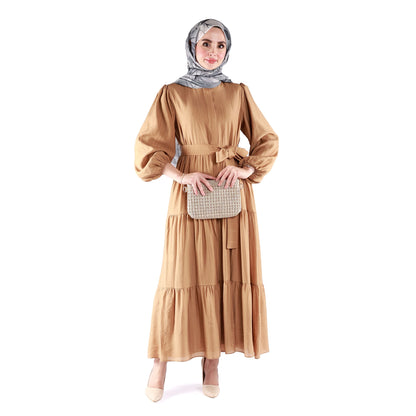 Lined Belted Pleated Dress