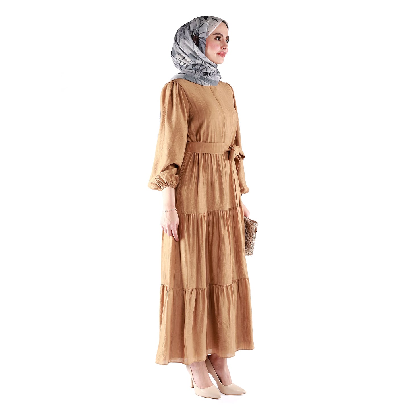 Lined Belted Pleated Dress