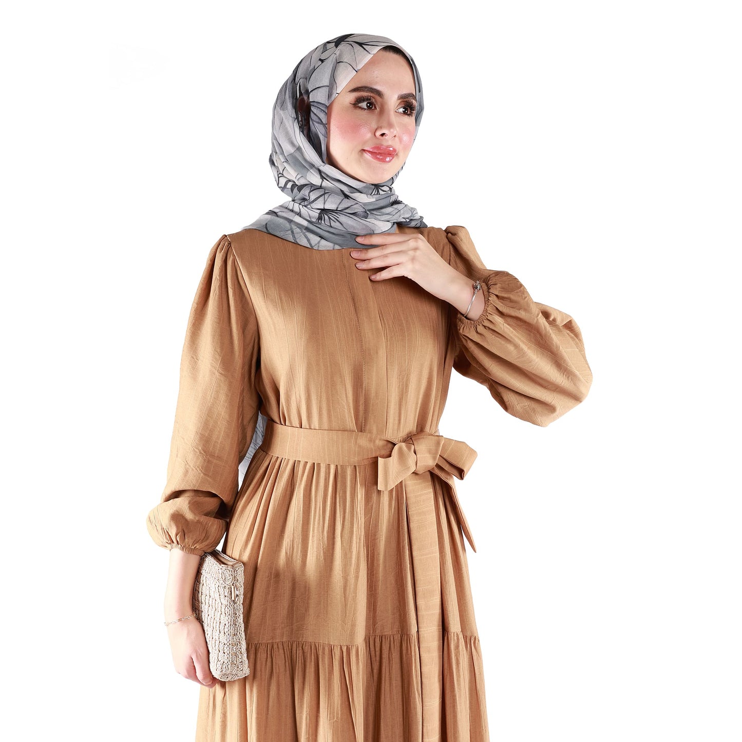 Lined Belted Pleated Dress
