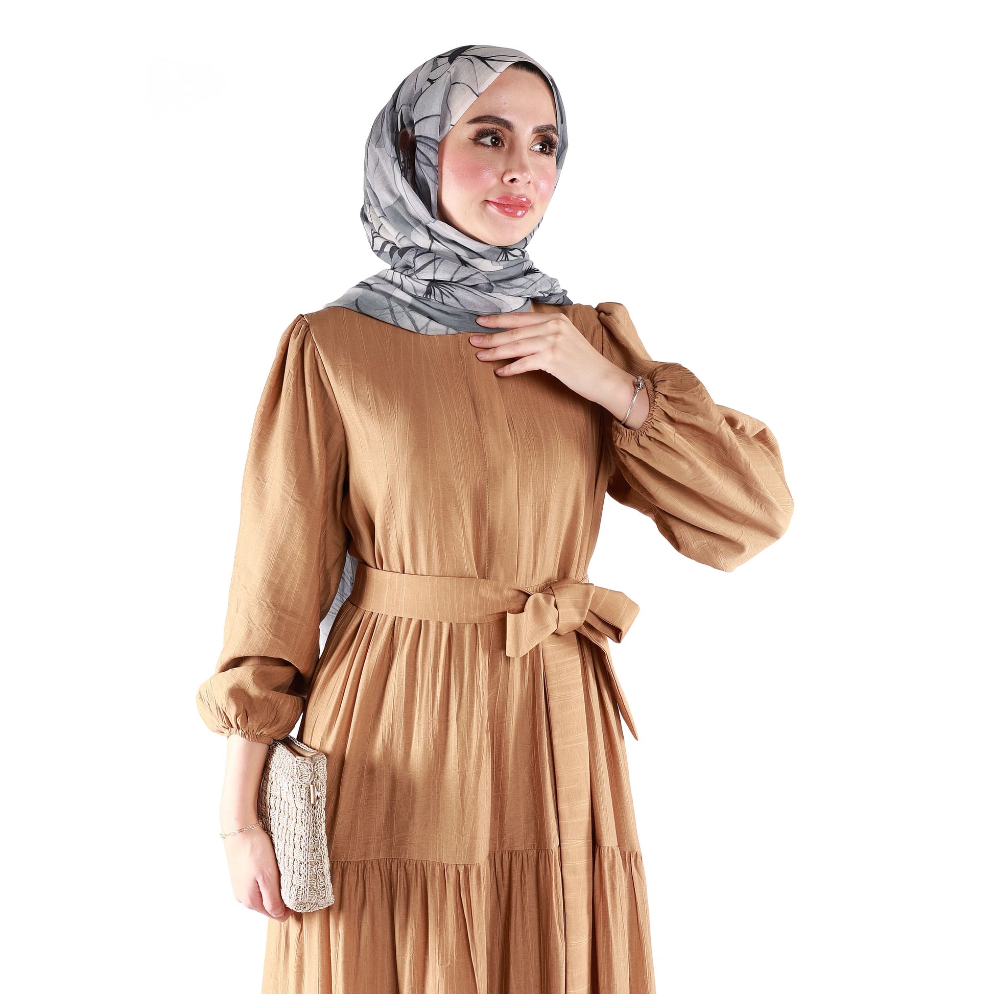 Lined Belted Pleated Dress