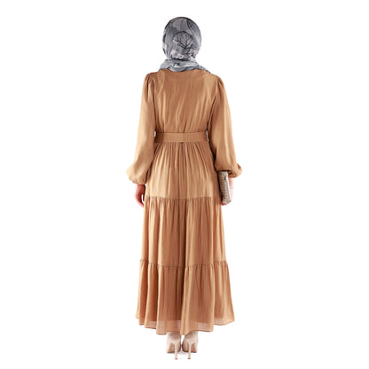 Lined Belted Pleated Dress