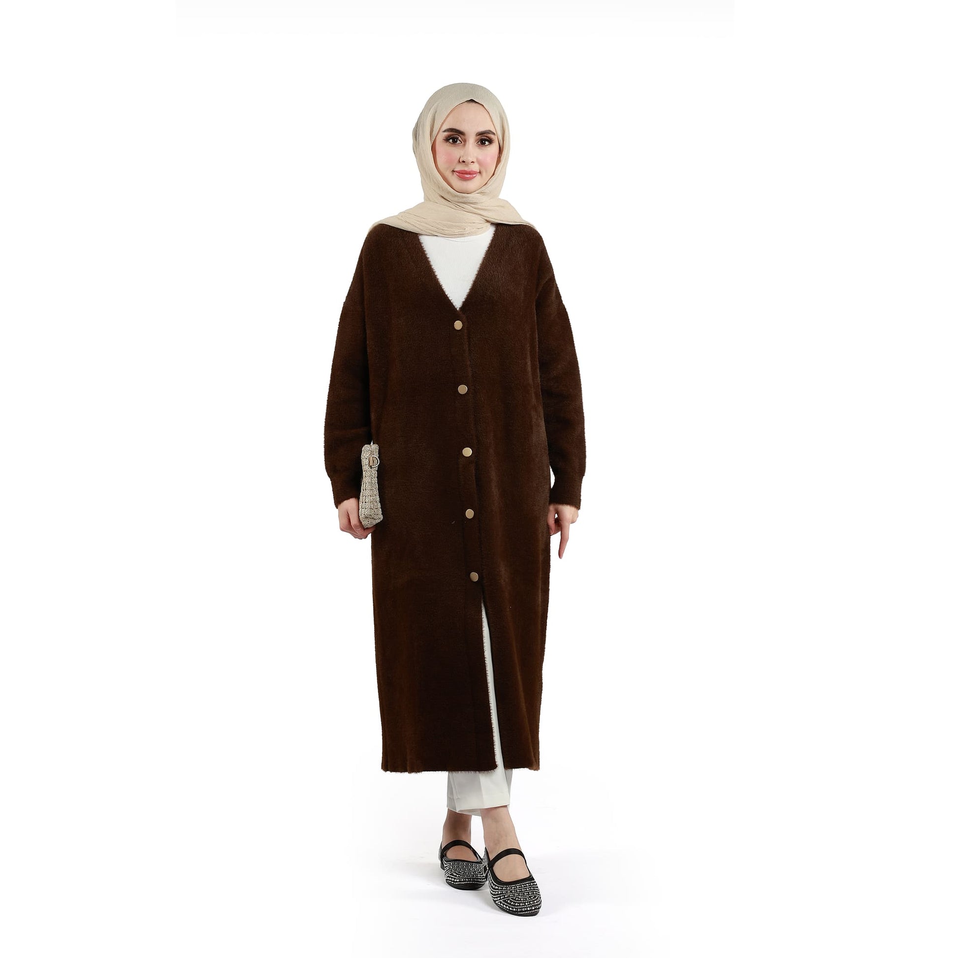 Gold Button Detailed Knitted Cardigan