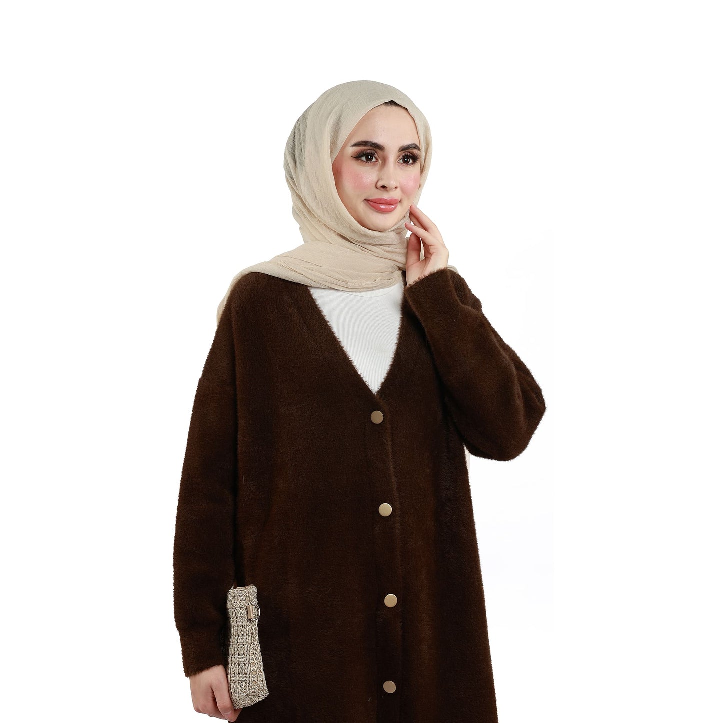 Gold Button Detailed Knitted Cardigan
